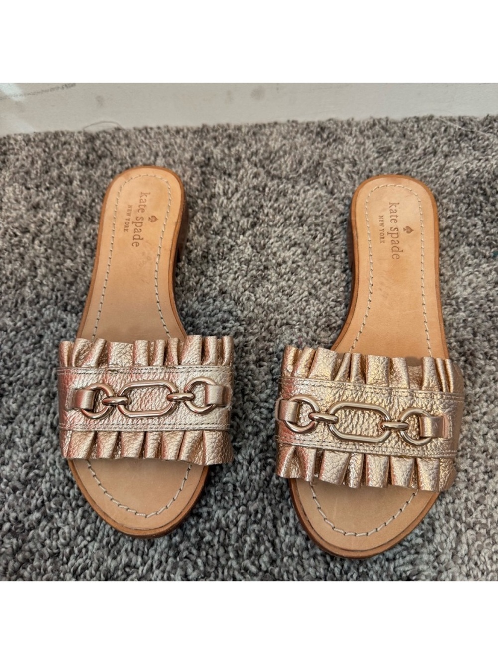 KATE SPADE Rose Gold Beau Slide Sandal Flat - Picture 2 of 5